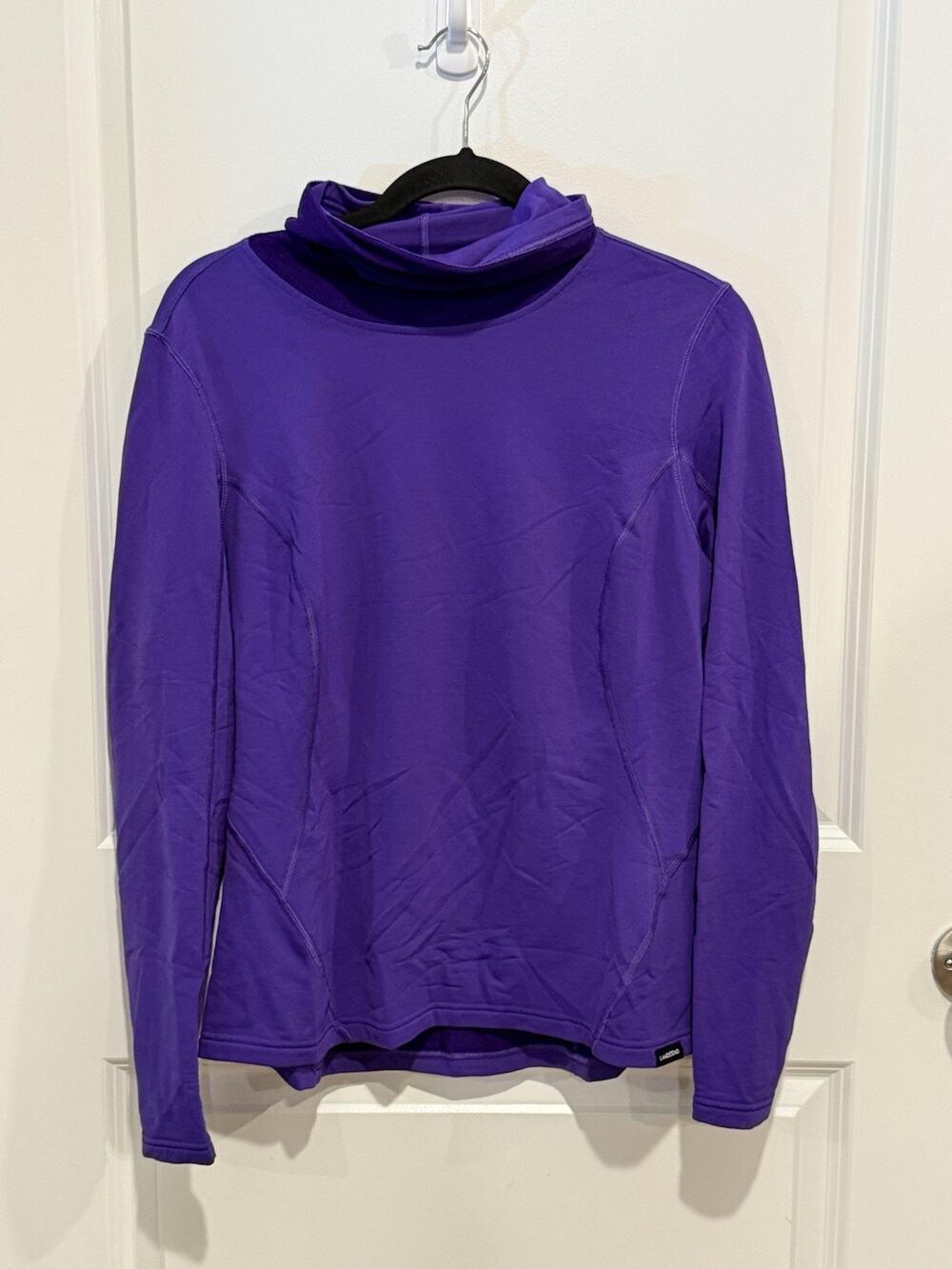 Lands End Women Purple Cowl Turtleneck Tunic Fleece Top Size Medium (10-12)